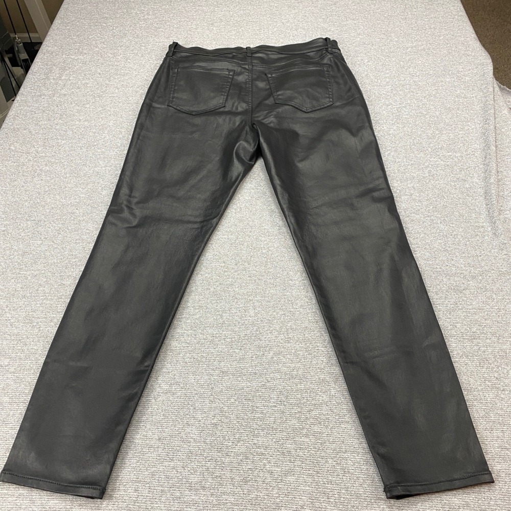LOFT The Skinny Coated Jeans Black Faux Leather Look Pants Size 30 10 High Rise - Picture 9 of 14